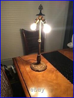 Beautiful Miller Slag Glass Lamp 20 1/2 shade- 28 1/2 h LANDSCAPE EXCELLENT