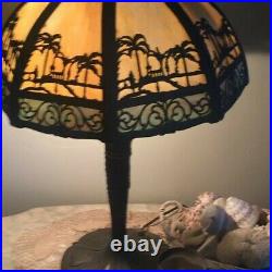 Beautiful Slag Glass Antique style of Handel Bradley Hubbard Tiffany Table Lamp
