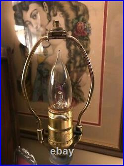 Beautiful Small Vintage Blue Slag Glass Table Lamp Light & Shade