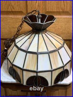 Beautiful Vintage Slag Glass Hanging Lamp