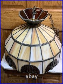 Beautiful Vintage Slag Glass Hanging Lamp