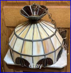 Beautiful Vintage Slag Glass Hanging Lamp