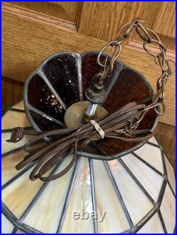 Beautiful Vintage Slag Glass Hanging Lamp