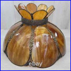 Beautiful Vintage Victorian Style 8 Panel Amber Swirl Tulip Slag Glass Lampshade