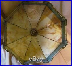 Beautiful antique slag glass lamp shade, 8-sided, Large, over 100 years old
