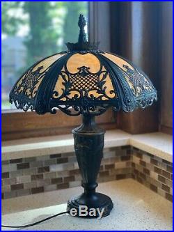 Berman Victorian Style Lamp With Slag Glass Shade 1996