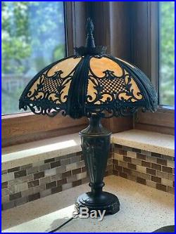 Berman Victorian Style Lamp With Slag Glass Shade 1996