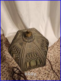 Boudoir Slag 6 Panel Caramel And Blue Glass Table Lamp Boudoir Slag 6 Panel Caramel And Blue Glass Table Lamp