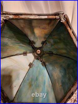 Boudoir Slag 6 Panel Caramel And Blue Glass Table Lamp