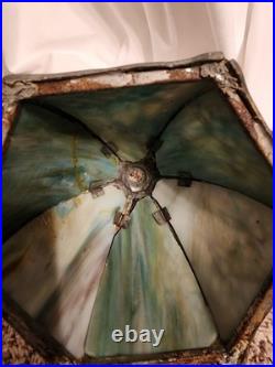 Boudoir Slag 6 Panel Caramel And Blue Glass Table Lamp