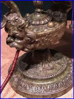 Bradley And Hubbard Murano Slag Glass Genie Lamp Frog Finish