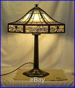 Bradley & Hubbard 4 Light Lamp-Original Bent Slag Shade-No Damage to Glass-Signe