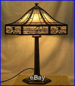 Bradley & Hubbard 4 Light Lamp-Original Bent Slag Shade-No Damage to Glass-Signe