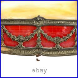 Bradley & Hubbard 8-Panel 2-Tone Arts & Crafts Slag Glass Lamp Table C1920