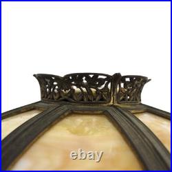 Bradley & Hubbard 8-Panel 2-Tone Arts & Crafts Slag Glass Lamp Table C1920