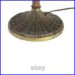 Bradley & Hubbard 8-Panel 2-Tone Arts & Crafts Slag Glass Lamp Table C1920