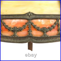 Bradley & Hubbard 8-Panel 2-Tone Arts & Crafts Slag Glass Lamp Table C1920
