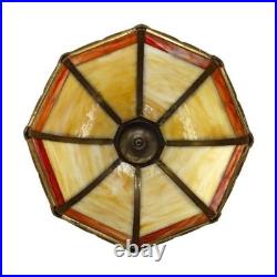 Bradley & Hubbard 8-Panel 2-Tone Arts & Crafts Slag Glass Lamp Table C1920