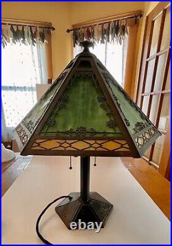 Bradley Hubbard Antique Slag Glass Lamp Needs Repair