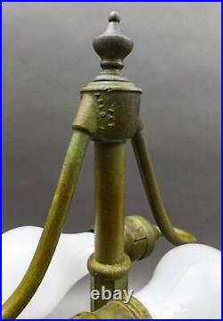 Bradley & Hubbard Antique Vintage Arts And Crafts Leaded Slag Glass Table Lamp