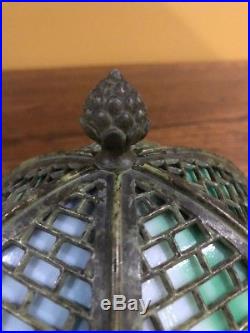 Bradley Hubbard Antique Vintage Arts Crafts Slag Glass Leaded Genie Lamp Handel