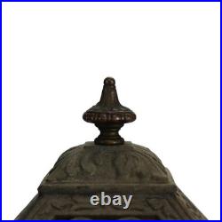 Bradley & Hubbard Arts & Crafts 4-Panel Floral Overlay Slag Glass Lamp c1920