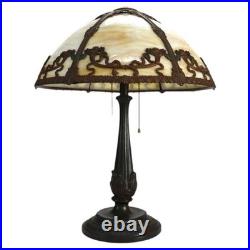 Bradley & Hubbard Arts & Crafts 6 Panel Slag Glass Table Lamp c1920