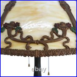 Bradley & Hubbard Arts & Crafts 6 Panel Slag Glass Table Lamp c1920
