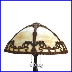 Bradley & Hubbard Arts & Crafts 6 Panel Slag Glass Table Lamp c1920