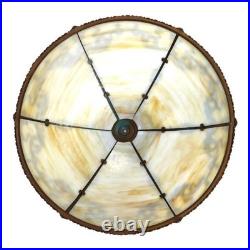 Bradley & Hubbard Arts & Crafts 6 Panel Slag Glass Table Lamp c1920