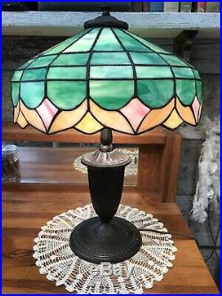 Bradley & Hubbard Arts & Crafts Leaded Glass / Slag Lamp Duffner Handel Era