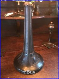 Bradley Hubbard Arts Crafts Leaded Slag Glass Antique Lamp Handel Era