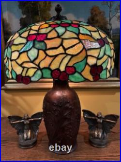 Bradley Hubbard Arts Crafts Leaded Vintage Slag Glass Antique Lamp Handel Era