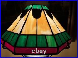 Bradley Hubbard Arts Crafts Leaded Vintage Slag Glass Antique Lamp Handel Era