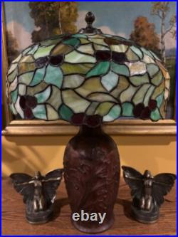 Bradley Hubbard Arts Crafts Leaded Vintage Slag Glass Antique Lamp Handel Era
