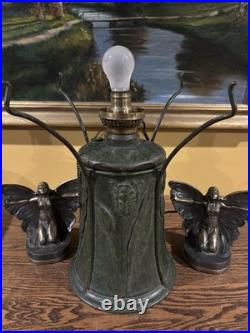 Bradley Hubbard Arts Crafts Leaded Vintage Slag Glass Antique Lamp Handel Era