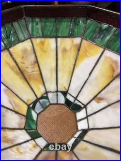 Bradley Hubbard Arts Crafts Leaded Vintage Slag Glass Antique Lamp Handel Era