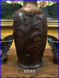 Bradley Hubbard Arts Crafts Leaded Vintage Slag Glass Antique Lamp Handel Era