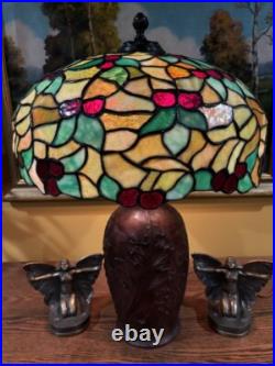 Bradley Hubbard Arts Crafts Leaded Vintage Slag Glass Antique Lamp Handel Era
