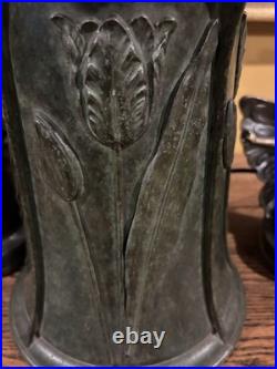 Bradley Hubbard Arts Crafts Leaded Vintage Slag Glass Antique Lamp Handel Era