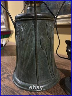 Bradley Hubbard Arts Crafts Leaded Vintage Slag Glass Antique Lamp Handel Era
