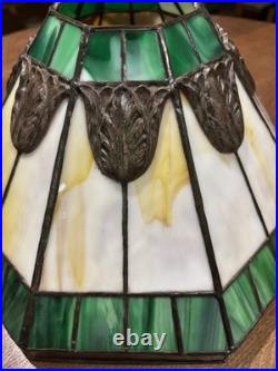 Bradley Hubbard Arts Crafts Leaded Vintage Slag Glass Antique Lamp Handel Era