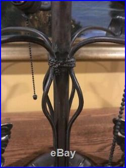 Bradley Hubbard Arts Crafts Mission Leaded Slag Glass Antique Lamp Handel Era