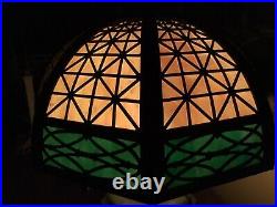 Bradley Hubbard Arts Crafts Slag Glass Leaded Antique Vintage Lamp Handel Era