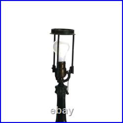 Bradley & Hubbard Arts & Crafts Two-Tone Slag Glass Table Lamp with Church Scene