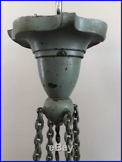 Bradley & Hubbard B&H Mission Arts Crafts Slag Glass Chandelier Antique Lamp
