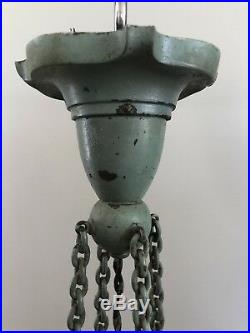Bradley & Hubbard B&H Mission Arts Crafts Slag Glass Chandelier Antique Lamp