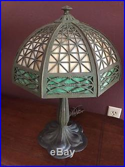 Bradley & Hubbard Co. Slag Glass Desk Lamp Art Nouveau Cast Iron Handel Era