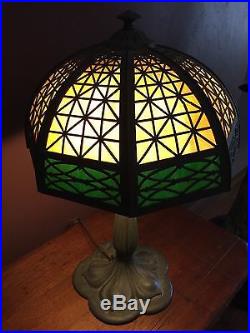 Bradley & Hubbard Co. Slag Glass Desk Lamp Art Nouveau Cast Iron Handel Era