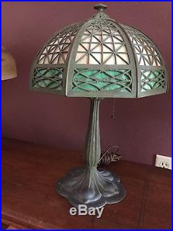 Bradley & Hubbard Co. Slag Glass Desk Lamp Art Nouveau Cast Iron Handel Era